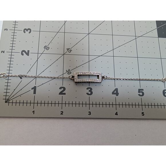 Brighton Rectangle Crystal Accent Adjustable Silver Tone Bracelet - Picture 13 of 15